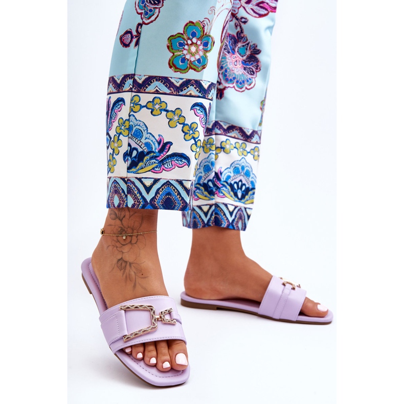 Pantuflas Clásicas De Mujer Con Adornos Morado Impresionante púrpura 1