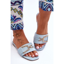 Pantuflas De Mujer Con Adornos Impresionante Azul Clásico 1