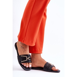 Pantuflas clásicas negras con adornos impresionantes para mujer negro 7