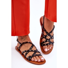 Sandalias Mujer Con Adornos Negro Alemona 2