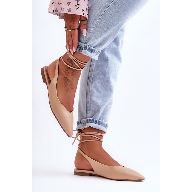 PG1 Bailarinas Lilly Ann con cordones para mujer beige 2 PG1 Bailarinas Lilly Ann con cordones para mujer beige 2