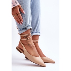 PG1 Bailarinas Lilly Ann con cordones para mujer beige 4