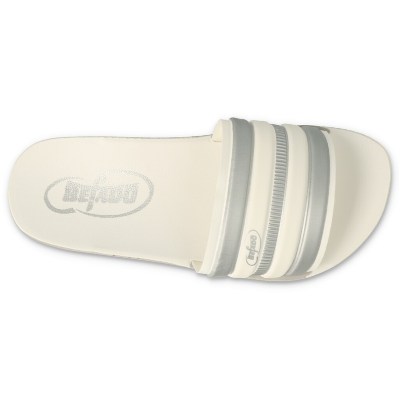 Pantuflas infantiles befado 067Y001 beige con rayas blanco 2