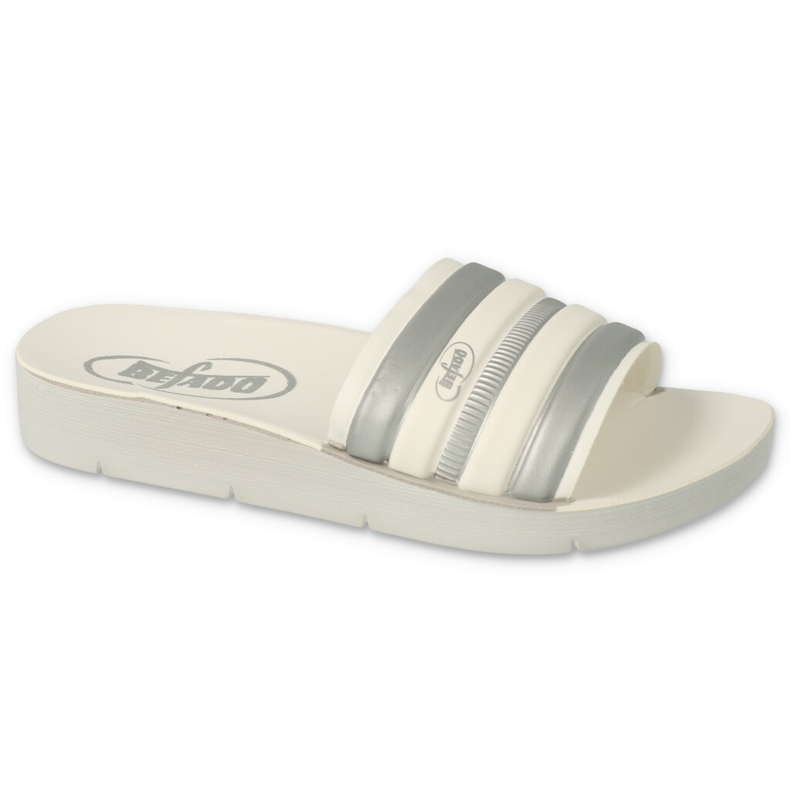 Pantuflas infantiles befado 067Y001 beige con rayas blanco 3