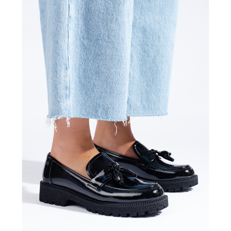 W. Potocki Mocasines negros de mujer en charol Potocki 1