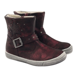 American Club Botas de invierno, botas burdeos con cremallera americana. rojo 4