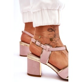 Evento Sandalias Mujer Piel Tacón Bajo Rosa Riley rosado 2