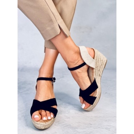 Sandalias cuña alpargata Willa Black negro 2