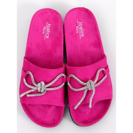 Babuchas de corcho con pedrería Dietz Fucsia rosa 2
