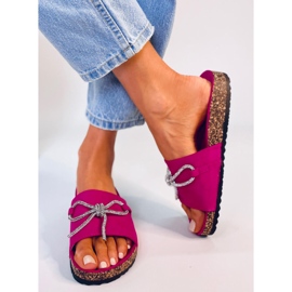 Babuchas de corcho con pedrería Dietz Fucsia rosado 3