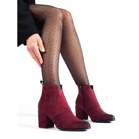 Botas de mujer granate sobre poste con elástico Shelovet rojo 2