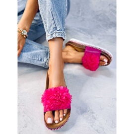 Pantuflas Sur Flor Durazno Fucsia rosado 5