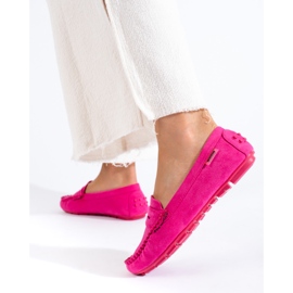 Mocasines mujer ante elástico Shelovet fucsia rosado 3