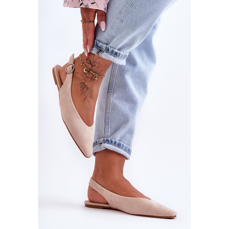 PS1 Kenra Bailarinas de ante beige para mujer 2