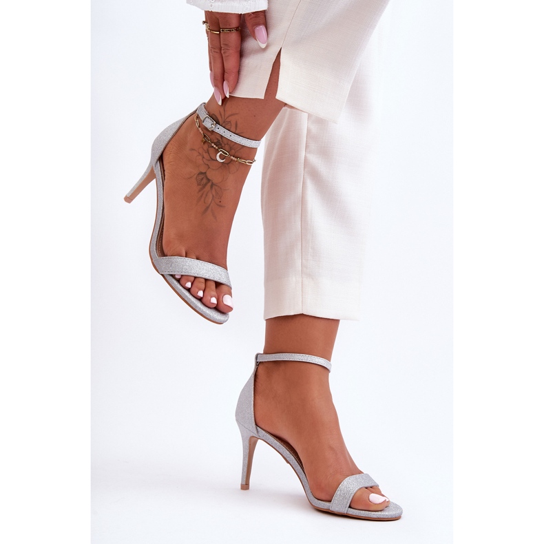 Sandalias plateadas de tacón alto Shiny Gedna plata 1