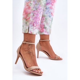 Sandalias Clásicas De Ante Sobre Tacón Tossa Beige 3