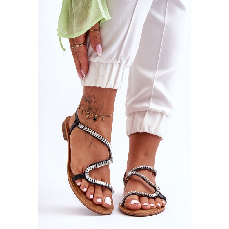 Sandalias con adornos Hayen de mujer de color negro 1
