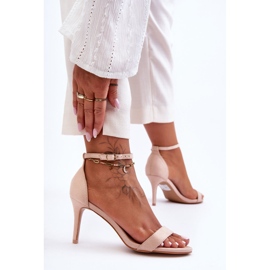 Sandalias Clásicas De Ante Sobre Tacón Tossa Beige Claro 4