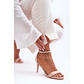 Sandalias Clásicas De Ante Sobre Tacón Tossa Beige Claro 5