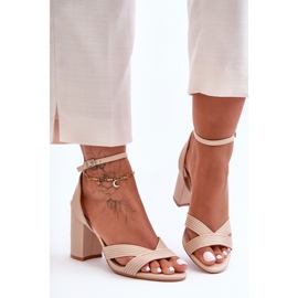 Sandalias Clásicas Piel Tacón Zipola Beige 6