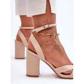Sandalias Clásicas Piel Tacón Zipola Beige 3