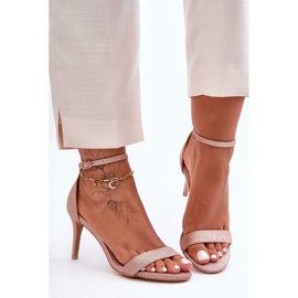 Sandalias brillantes en un tacón alto Gedna de oro rosa dorado 6