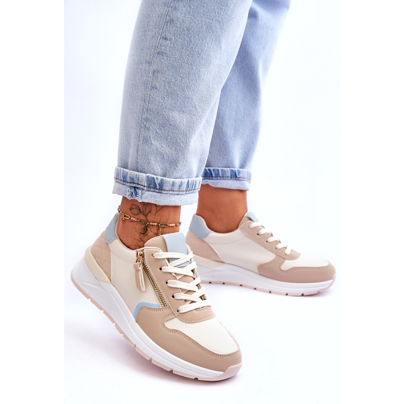 PA1 Deportivas Mujer Con Cremallera Beige Larisa 2