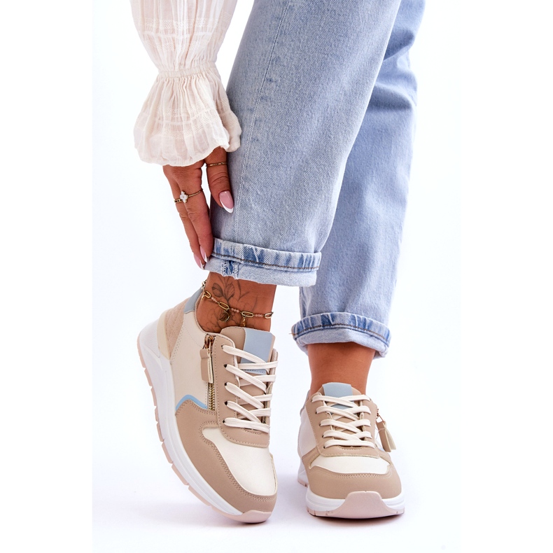 PA1 Deportivas Mujer Con Cremallera Beige Larisa 1
