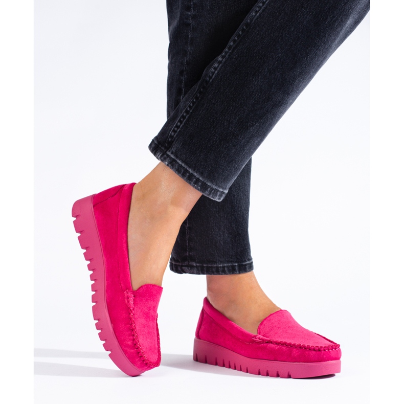 W. Potocki Mocasines sin cordones en ante rosa con suela gruesa de Potocki rosado 2