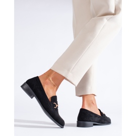 Mocasines Shelovet de ante negro con cadena 3
