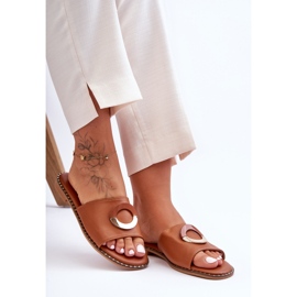 Pantuflas de mujer con adornos de jerez marrón 2