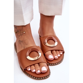Pantuflas de mujer con adornos de jerez marrón 7