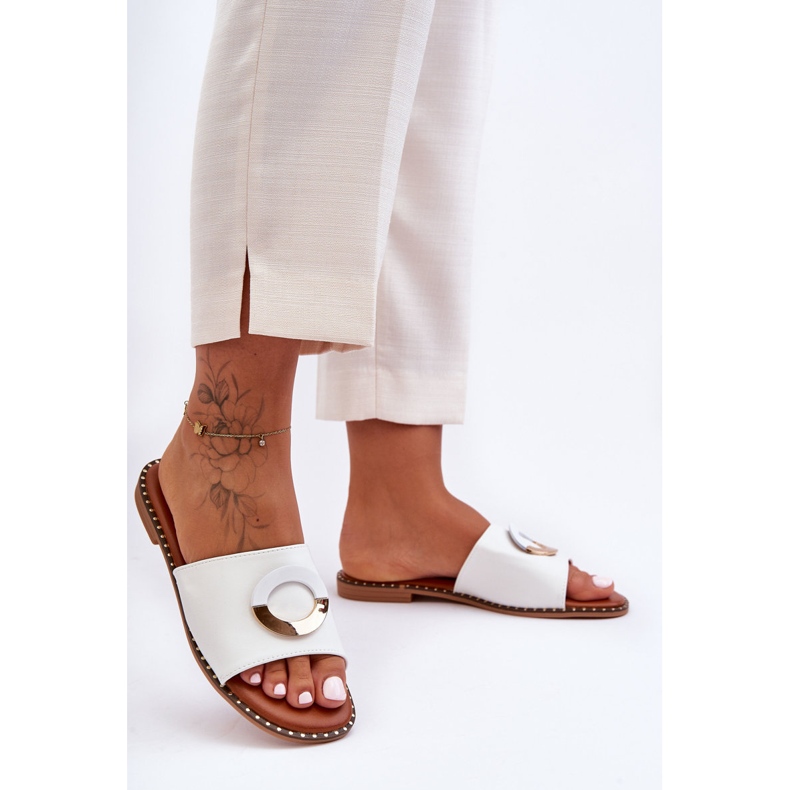 Sandalias De Mujer Con Adorno De Jerez Blanco 2 Sandalias De Mujer Con Adorno De Jerez Blanco 2