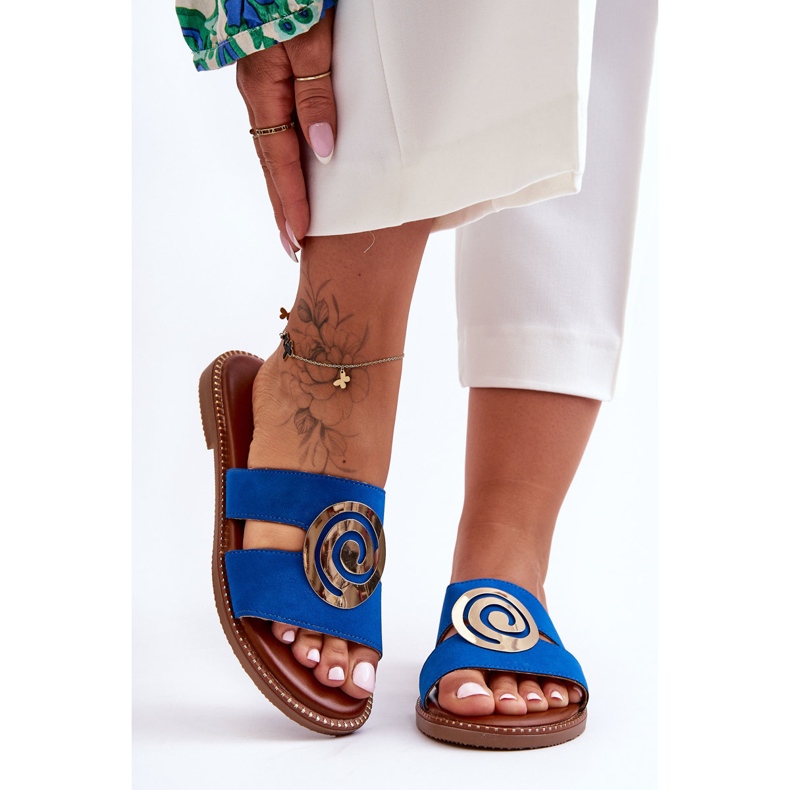 Zapatillas de moda con decoración de espejo Blue Deep Breath azul 2