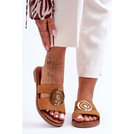 Pantuflas De Moda Con Decoración De Espejo Camel Deep Breath marrón 2 Pantuflas De Moda Con Decoración De Espejo Camel Deep Breath marrón 2