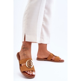 Pantuflas De Moda Con Decoración De Espejo Camel Deep Breath marrón 3