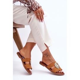 Pantuflas De Moda Con Decoración De Espejo Camel Deep Breath marrón 6