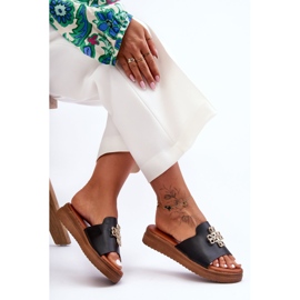 PG1 Pantuflas De Mujer Con Plataforma Azera Negras Con Adorno negro 6