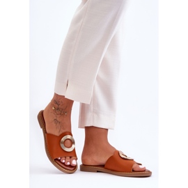 Sandalias De Mujer Con Adorno Redondo Camel Donatell marrón 1