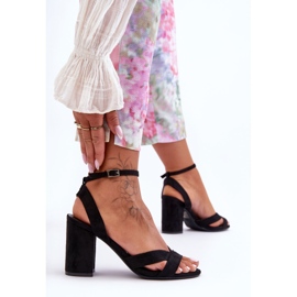 Sandalias Clásicas De Ante Con Tacón Tetradi Negro 1