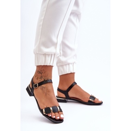 Sandalias De Mujer Con Tira Decorativa Planas Negras Adissa negro 3