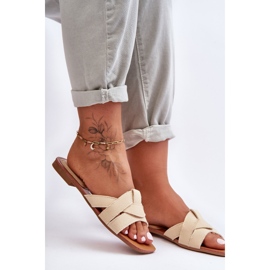 Pantuflas De Mujer Aversa De Lona Beige 2
