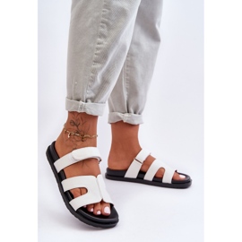 Pantuflas Clásicas Mujer Piel Con Velcro Blanco Amedon 5