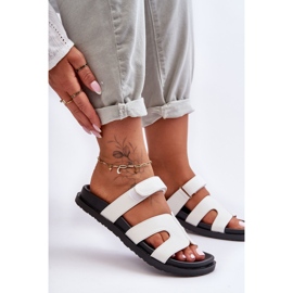 Pantuflas Clásicas Mujer Piel Con Velcro Blanco Amedon 2