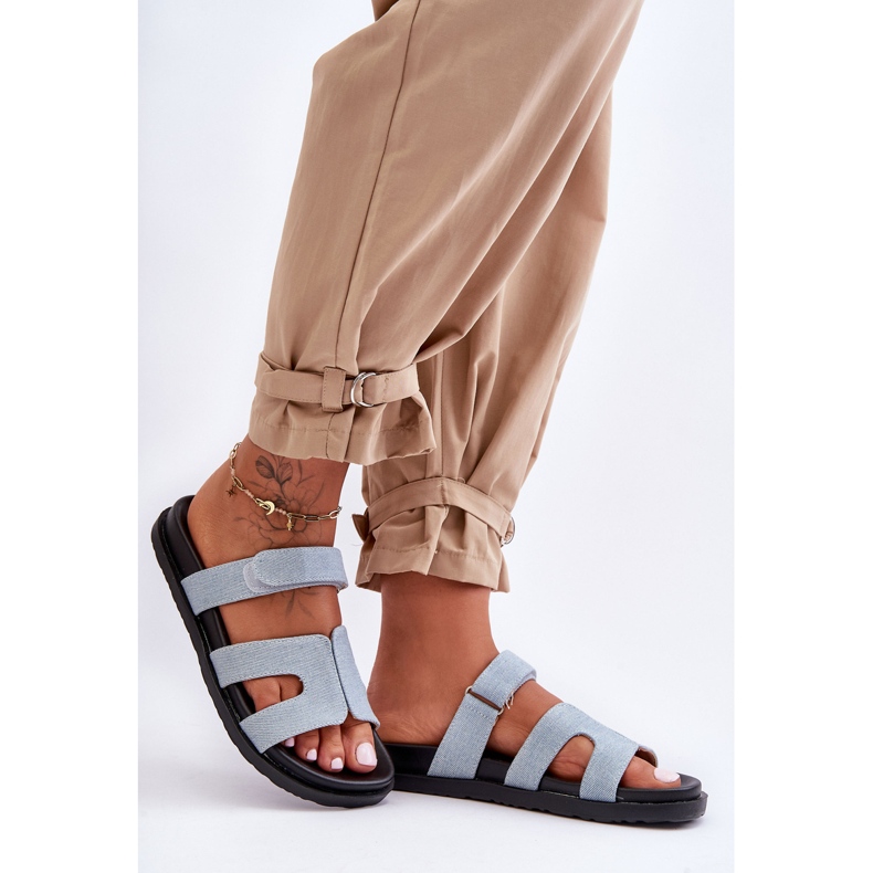 FJ1 Pantuflas Mujer Tela Velcros Azul Claro Jose 1