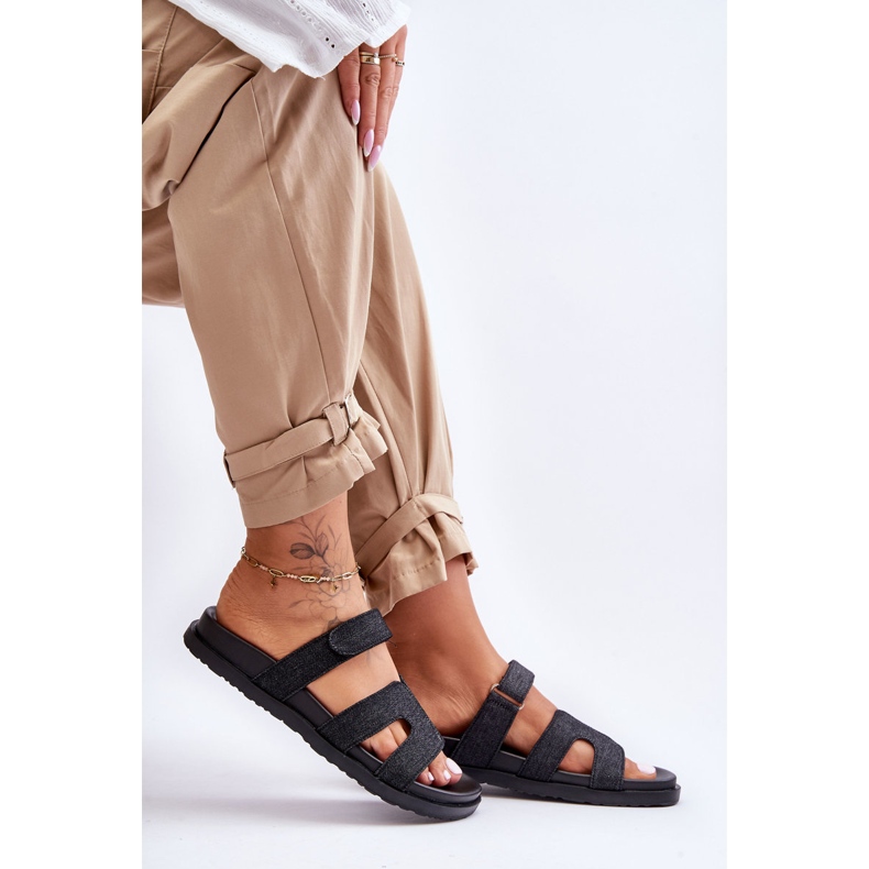 Pantuflas Mujer Tela Velcros Negro Jose 1