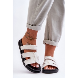 Pantuflas Mujer Tela Velcros Blanco Lamirose 2