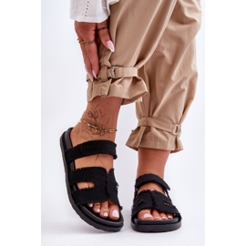 Pantuflas Mujer Tela Velcros Negro Lamirose 2