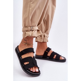 Pantuflas Mujer Tela Velcros Negro Lamirose 3