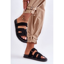 Pantuflas Mujer Tela Velcros Negro Lamirose 4